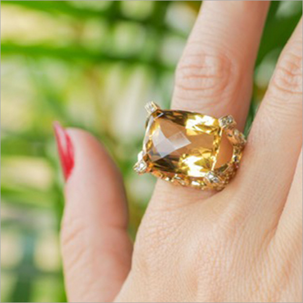 Anel em Ouro, Citrino e Brilhantes